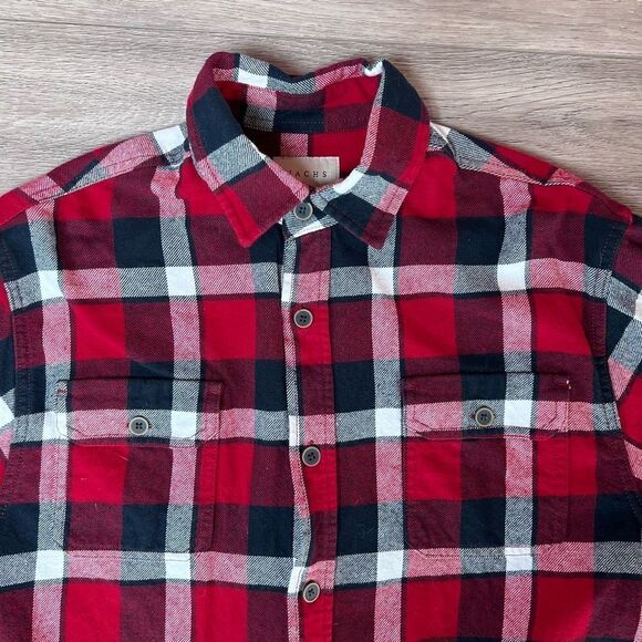 Jachs Women's‎ Red Cotton Blend Plaid Long Sleeve Button Down Shirt Size Medium - Picture 7 of 10